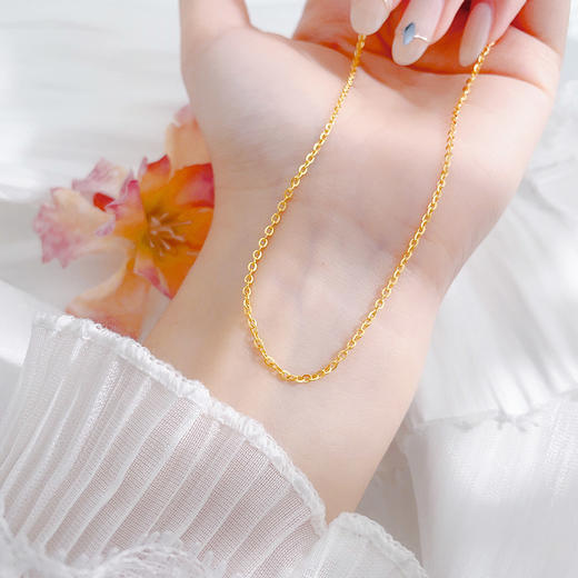 【限时克减150元】足金999 5G黄金不可调节闪十字链机织项链（面宽约1.3-1.7mm）(BJ5GXL00017-2)（预售产品下单后不退款不退货不换货不补差价） 商品图2