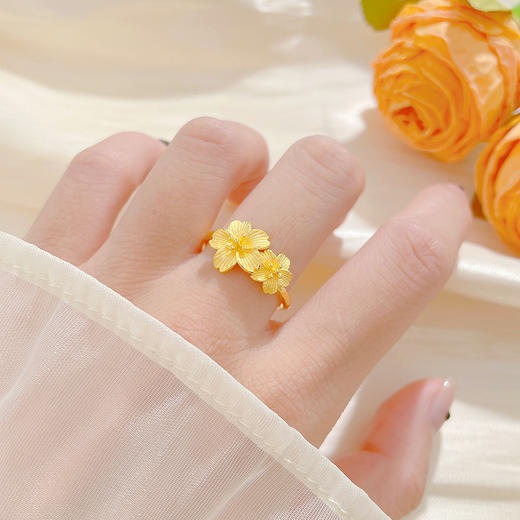 【限时克减150元】足金999.9 #招桃花 #婚庆 【精品】活口戒指桃花樱花繁花似锦花卉女戒今生相守幸福花婚嫁女戒花形活口女戒(JZ00903)（预售产品下单后不退款不退货不换货不补差价） 商品图0