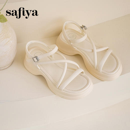 Safiya/索菲娅2025甜酷奶芙·轻便增高百搭露趾厚底松糕罗马凉鞋SFD2115407 商品图10