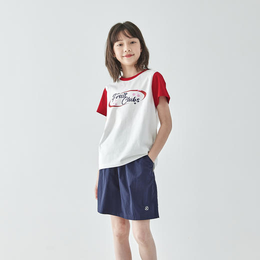 【代发】女童尼龙半裙 棵初夏季款儿童休闲A字短裙藏青色/米杏 商品图2