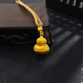 【限时克减150元】足金999 古法空心挂绳国潮传承冰丝金丝绒金福禄南瓜纹葫芦吊坠（含配件）(AUQGFDZ00144)（预售产品下单后不退款不退货不换货不补差价）