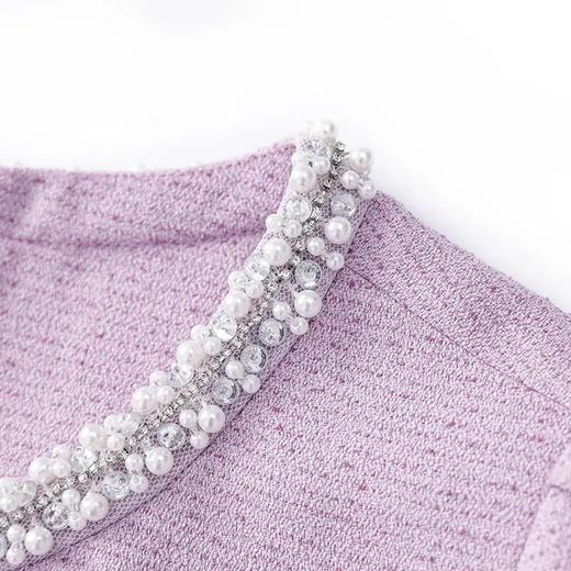 【高货wl】全新升级【铂金会员293/天猫399/差价106】(15110) 洛诗琳轻奢名媛气质重工钉珠圆领优雅小香风连衣裙女新款 商品图3