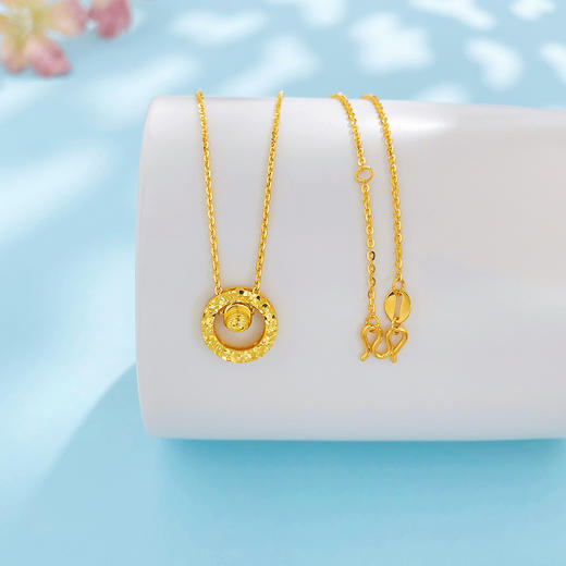 【限时克减150元】足金999.9 #CNC #碎碎冰 【精品】镂空CNC猫眼珠碎碎冰圆环调节套链(AWWTL00228)（预售产品下单后不退款不退货不换货不补差价） 商品图0