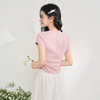 【挂脖假两件】纯欲木耳边短袖T恤女夏季捏褶上衣V0850601 商品缩略图4