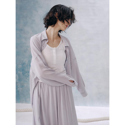 UMILAB【纳凉】亚麻氨纶混纺凉感透气 修身显瘦大U领背心K630W 商品图3