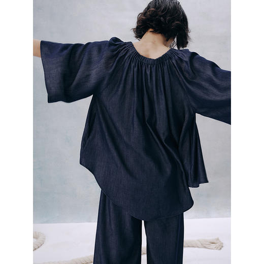 UMILAB【流年】100%莱赛尔柔软牛仔宽松上衣松紧腰长裤套装E226W 商品图2