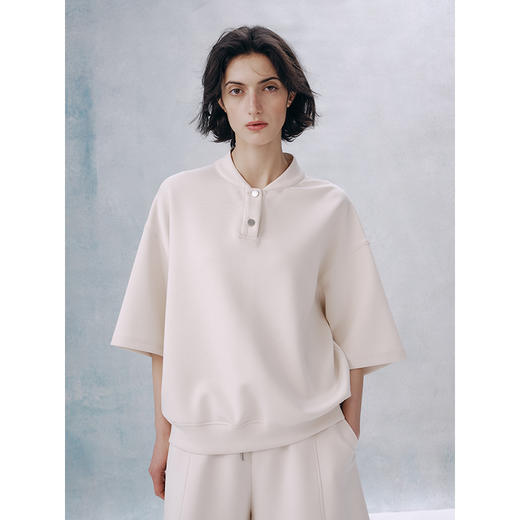 UMILAB【晨曦】柔软透气空气层松弛廓形短袖/松紧腰短裤套装E222M 商品图1