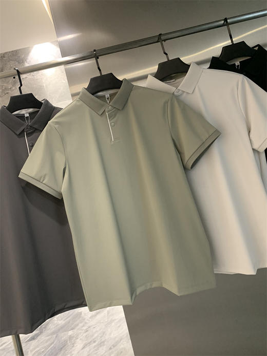 冷感速干科技！2025速干夏季吸湿排汗自带凉感净色短袖POLO衫男款 商品图5