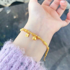 【限时克减150元】足金999.9 #小红书 #盘缠 万足实心碎闪金盘缠福字吊饰时尚手链(AEWSL00030)预售产品下单后不退款不退货不换货不补差价