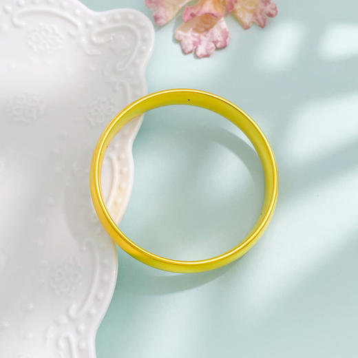 【限时克减150元】足金 无氰5D硬金空心固口素圈手镯（面宽约10.9-11.9mm，厚约3.8mm）(AR5DSZ00037)（预售产品下单后不退款不退货不换货不补差价） 商品图2