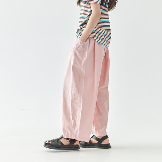 【代发】女款宽松阔腿裤 棵初2025年春夏新款童装宽松随性阔腿裤粉色慵懒百搭亲子休闲裤粉色 商品图4