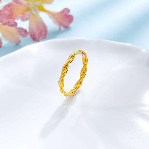 【限时克减150元】足金999 #固口戒指  （足金999字印）5G黄金固口编织麻花圈戒女戒(5GJZ00872)（预售产品下单后不退款不退货不换货不补差价） 商品图1