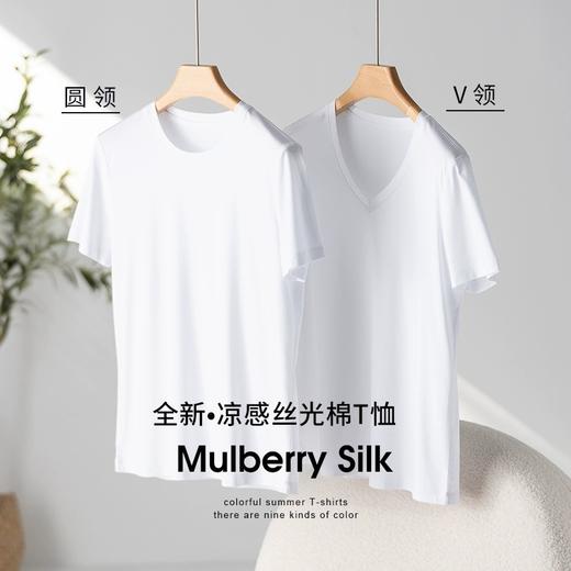 高端牛货！2025凉感真丝丝光棉上衣基础款桑蚕丝正肩防晒面膜短袖T恤女款！ 商品图3