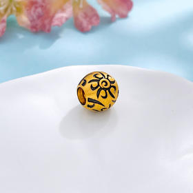 【限时7.5折】【定价黄金】足金 #电黑金 3D硬金电黑金太阳纹转运珠手串配件Diy手串配件(V3DSC00451)（预售产品下单后不退款不退货不换货不补差