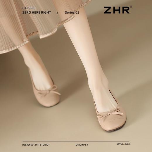 ZHR则则真皮蝴蝶结单鞋2025新款气质百搭软底一脚蹬豆豆鞋ins女鞋 商品图8