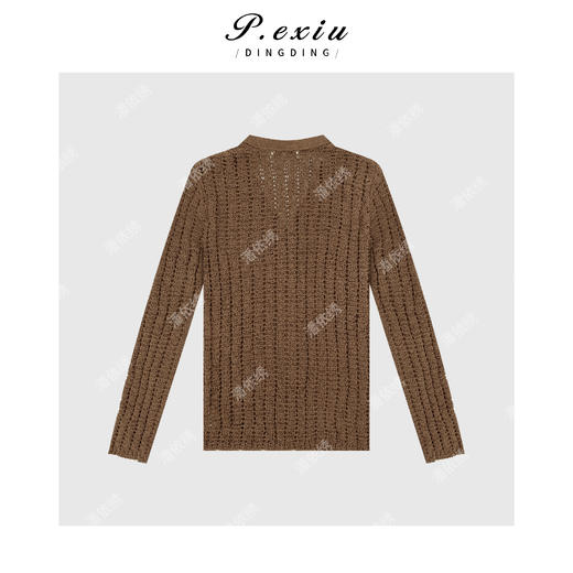 03-4潘依绣丁丁宠粉春夏镂空编织气质V领针织开衫 L2586 商品图2