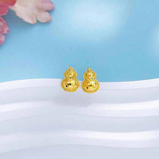 【限时克减150元】足金999 5G黄金镂空鱼鳞葫芦福禄耳饰耳钉(AG5GES00287)（预售产品下单后不退款不退货不换货不补差价（预售产品下单后不退款不退货不换货不补差价 商品图0