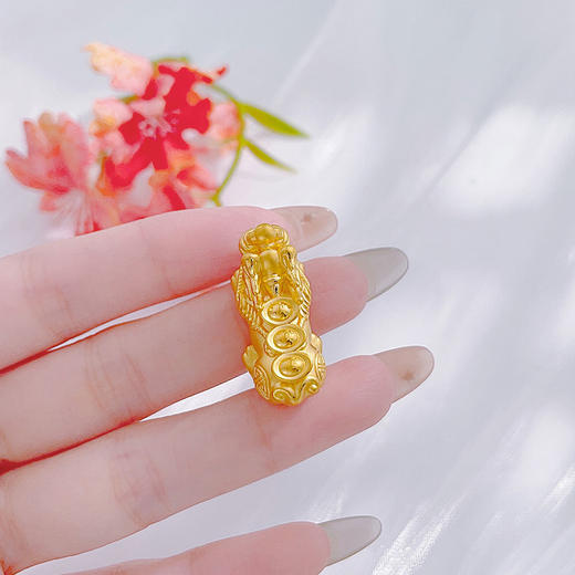 【限时克减150元】足金 #招财纳福 3D硬金空心财字元宝貔貅手串配件Diy手串配件(面宽约26.8*12.5mm))(AU3DSC00034-3)（预售产品下单后不退款不退货不换货不补差价） 商品图3