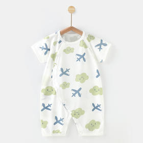 【柔软透气，宝宝舒适一夏】婴儿短袖连体衣服 新生宝宝夏天哈衣薄款 空调睡衣 夏季男女新款夏装-QQ