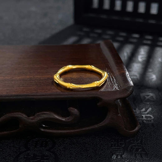 【限时克减150元】足金999.9 #平安 #复古风 古法实心国潮古风雅竹平安竹节戒指圈戒（面宽约2-2.4mm）(AIGFJZ00278)（预售产品下单后不退款不退货不换货不补差价 商品图1