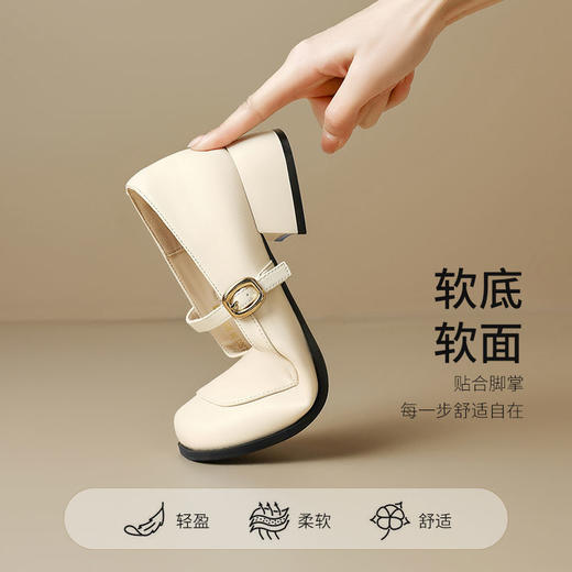 ZHR则则方头玛丽珍鞋女2025新款法式温柔单鞋复古小皮鞋浅口女鞋 商品图5