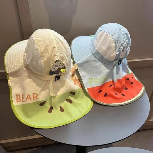 大帽檐儿童防晒帽 夏季宝宝帽子遮阳帽 男童女童渔夫帽太阳帽披肩帽 商品图3