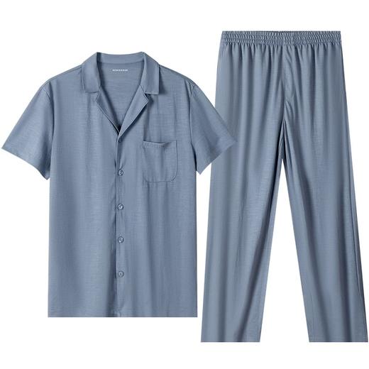 【科技麻】SCHIESSER 德国舒雅男士睡衣春夏款亚麻透气开衫棉莫代尔家居服短袖长裤套装35/21352H 商品图8