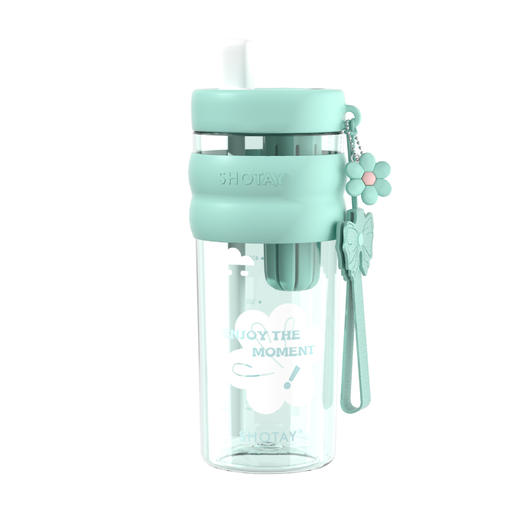 时尚花茶水杯 tritan高颜值夏耐摔耐高温大容量 运动便携吸管杯 商品图7