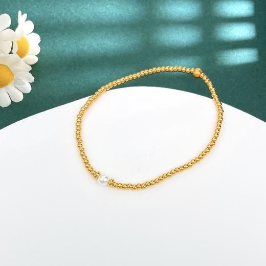 【限时7.5折】【定价黄金】足金 #电商超轻 3D硬金空心贝珠间圆珠手串弹力绳成品手串（珠约2.1mm)(AK3DSC00010)预售产品下单后不退款不退货不换货不补差价 商品图2