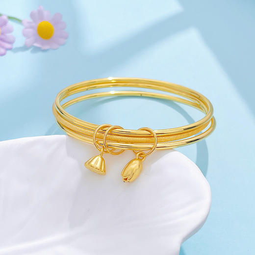 【限时克减150元】【线下黄金屋】足金 #两世欢 3D空心固口手镯两世欢吊饰三生三世三圈手镯(AR3DSZ00036)（预售产品下单后不退款不退货不换货不补差（预售产品下单后不退款不退货不换货不补差 商品图1