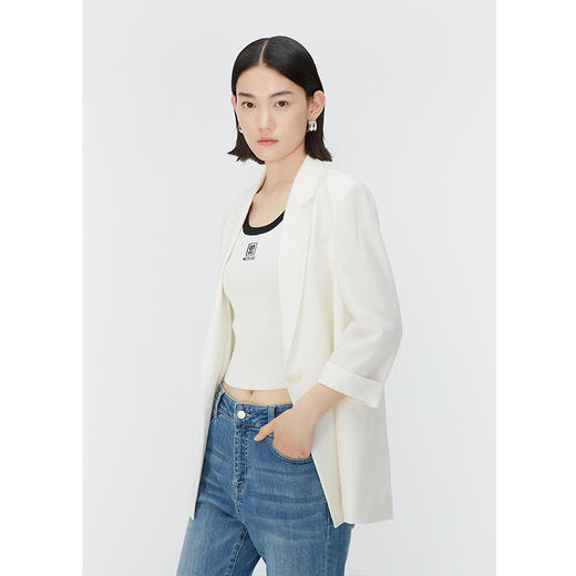 NEELLY纳俪商场同款夏季新款七分袖一粒扣西装外套女时尚百搭上衣N25044W04563 商品图2