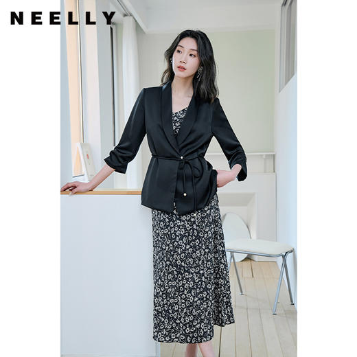 NEELLY纳俪商场同款夏季新款宽松收腰设计感西装外套女气质上衣N25044W04551 商品图0