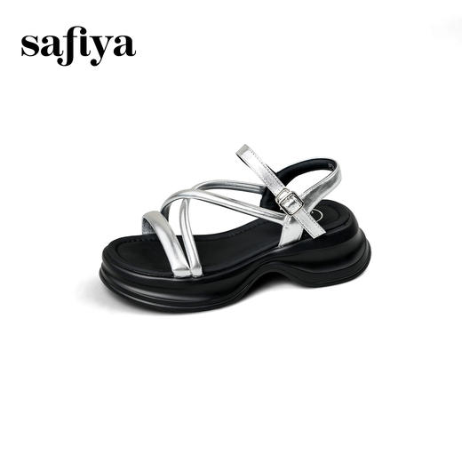 Safiya/索菲娅2025甜酷奶芙·轻便增高百搭露趾厚底松糕罗马凉鞋SFD2115407 商品图13