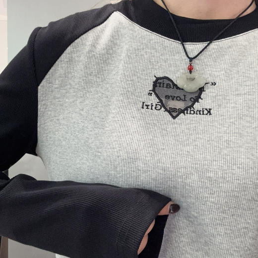 MZ插肩袖下摆抽绳针织T恤（灰）春季351010560321 商品图3