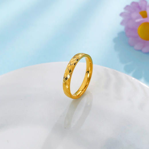 【限时克减150元】足金999 #CNC #固口戒指 5G黄金空心极简几何菱形刻面固口圈戒（面宽约2.7-3.1mm）(BE5GJZ00165)（预售产品下单后不退款不退货不换货不补差价 商品图0
