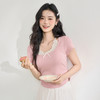 【挂脖假两件】纯欲木耳边短袖T恤女夏季捏褶上衣V0850601 商品缩略图2
