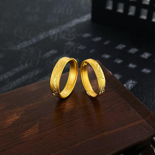 【限时克减150元】足金999.9 #情侣日常 古法实心活口龙凤呈祥情侣戒对戒/对(GFQLJ00044)(预售产品下单后不退款不退货不换货不补差价) 商品图1