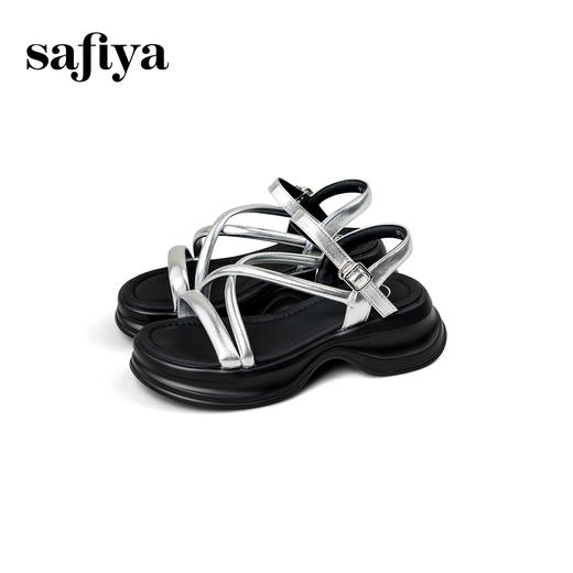 Safiya/索菲娅2025甜酷奶芙·轻便增高百搭露趾厚底松糕罗马凉鞋SFD2115407 商品图11
