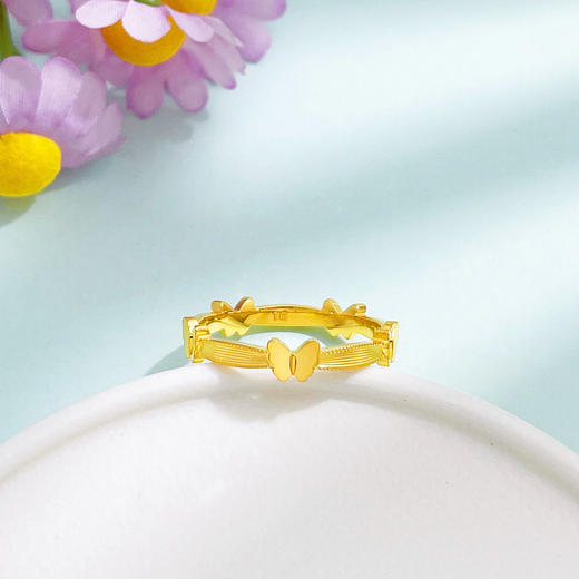 【限时克减150元】足金999  #九紫离火 【精品】黄金实心高光九紫离火小仙蝶时尚蝴蝶固口戒指(AUQJZ00115)预售产品下单后不退款不退货不换货不补差价 商品图1