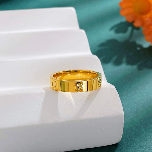 【限时克减150元】足金999.9 【精品】实心固口戒指镜面金螺丝纹圈戒（面宽约3.7-4.1mm)(ANWJZ00011)（预售产品下单后不退款不退货不换货不补差价 商品图1