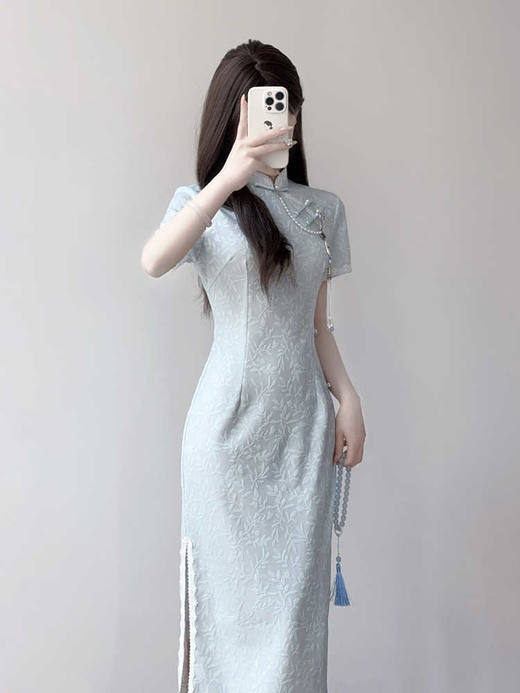 旗袍小个子2025春夏季新中式年轻款套装 高贵订婚改良旗袍 连衣裙子 商品图2
