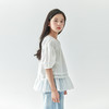 【代发】白色纯色小衫 棵初春夏款女童轻盈浪漫氛围感花纱拼接下摆衬衫 商品缩略图4