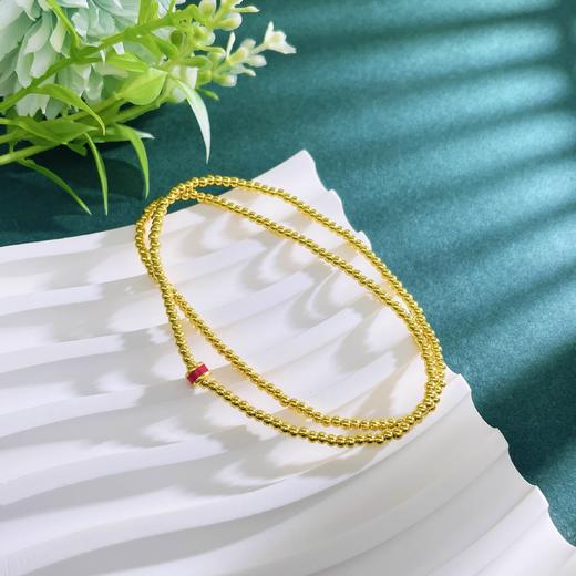 【限时7.5折】【定价黄金】足金 #超轻  #低温珐琅 【精品】3D硬金空心红红火火转运筒珠多圈圆珠幸运手串弹力绳成品手串(AK3DSC00025)（预售产品下单后不退款不退货不换货不补差价） 商品图1