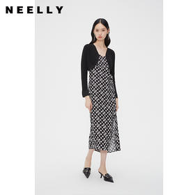 NEELLY纳俪商场同款夏新款高腰无扣小披肩女法式纯色针织外搭开衫N25044A04570