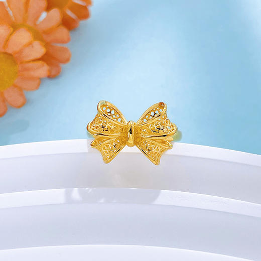 【限时克减150元】足金999.9 #在逃公主 【精品】镂空花丝活口戒指蝴蝶结女戒(AWWJZ00176)预售产品下单后不退款不退货不换货不补差价 商品图1
