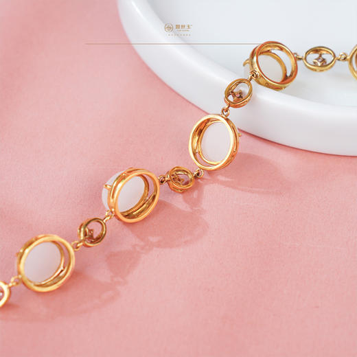 新疆国玉盟世玉【星芒玉润】羊脂白玉金镶手链【带证书·顺丰物流】 商品图1