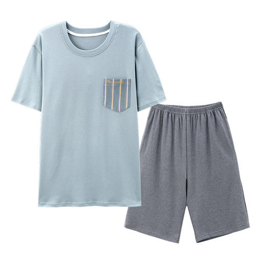 【男士睡衣套装！短袖短裤，舒适透气！】睡衣男士夏季短袖短裤家居服 男款大码夏天薄款 夏款大码套装-QQ 商品图4