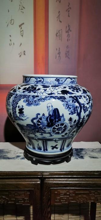 仿元青花鬼谷子下山大罐 商品图0