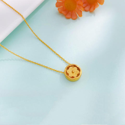 【限时克减150元】足金999 #时来运转 #CNC 【精品】5G黄金镂空影底可转动转韵·时光风车圆形调节套链(BN5GTL00005)（预售产品下单后不退款不退货不换货不补差价 商品图1