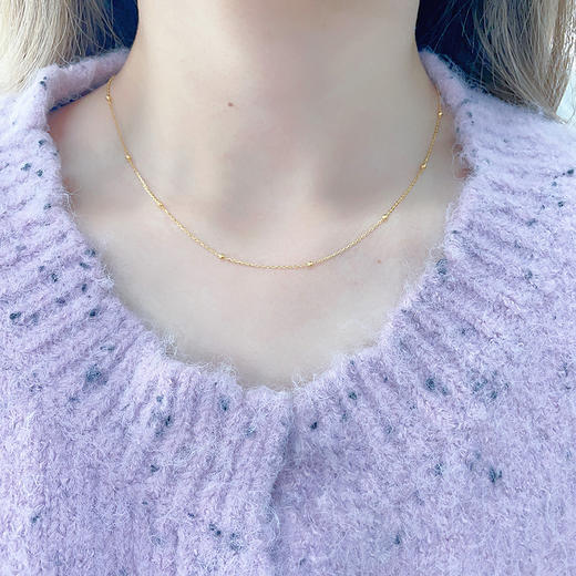 【限时克减150元】足金999 5G黄金满天星锁骨项链光珠间款O字调节项链（面宽约1.8-2.2mm）(AG5GXL00041)预售产品下单后不退款不退货不换货不补差价 商品图2